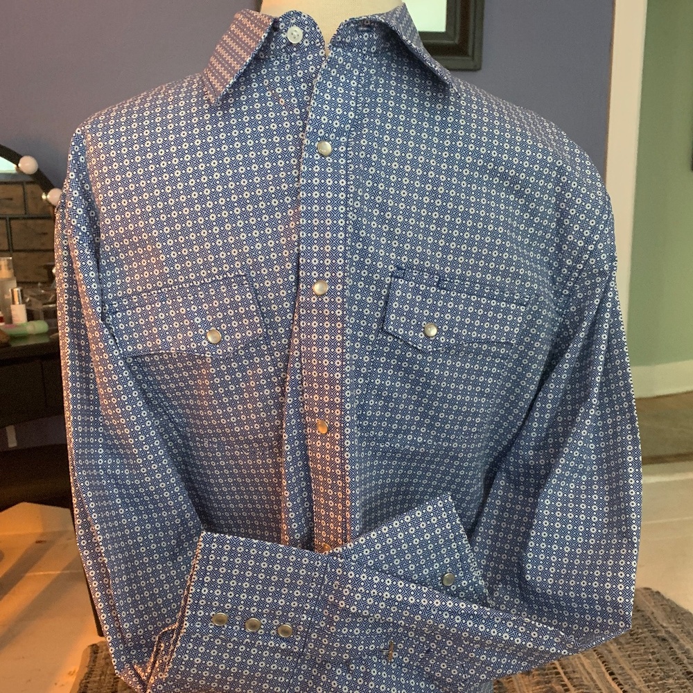 Wrangler mens snap button down shirt long sleeve size L